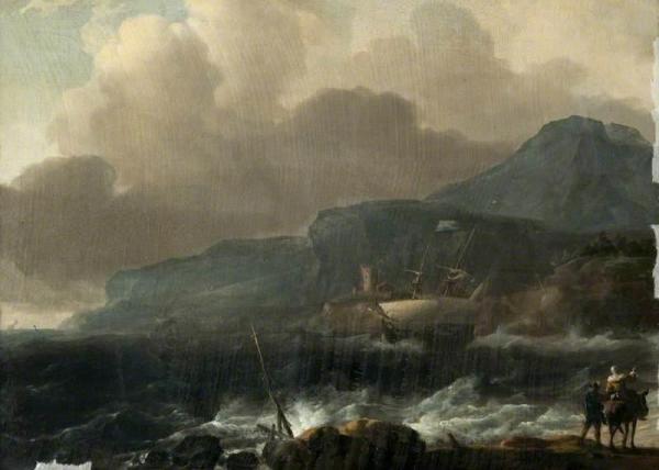 A Dutch Ship Clawing Off A High Coast In A Gale by Ludolf Bakhuizen Oil Painting Reproductions