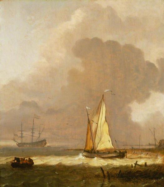 A Kaag Leaving The Shore In Stormy Weather by Ludolf Bakhuizen Oil Painting Reproductions