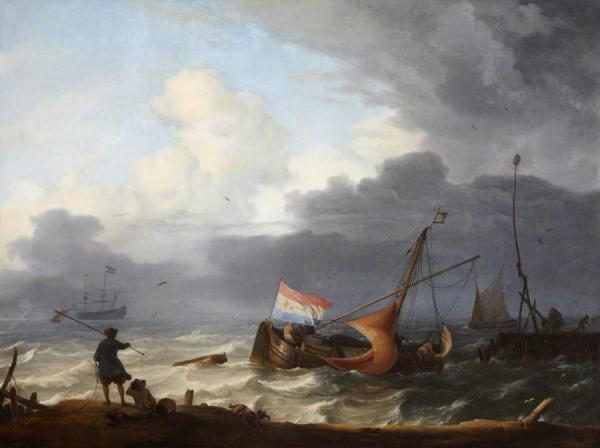 A Squall: A Lugger Running Into Harbour by Ludolf Bakhuizen
