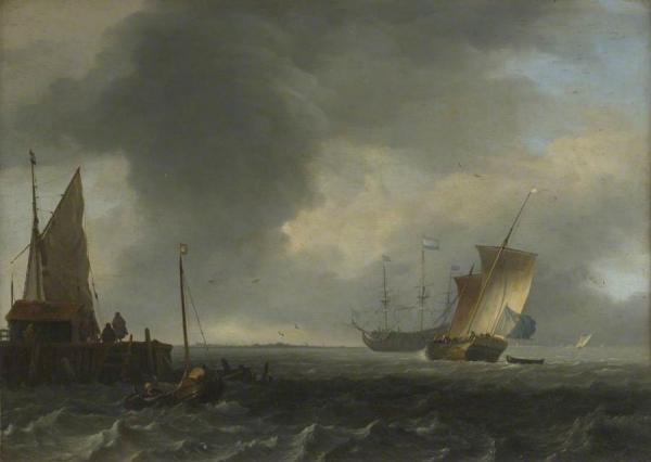 A View Across A River Near Dordrecht by Ludolf Bakhuizen