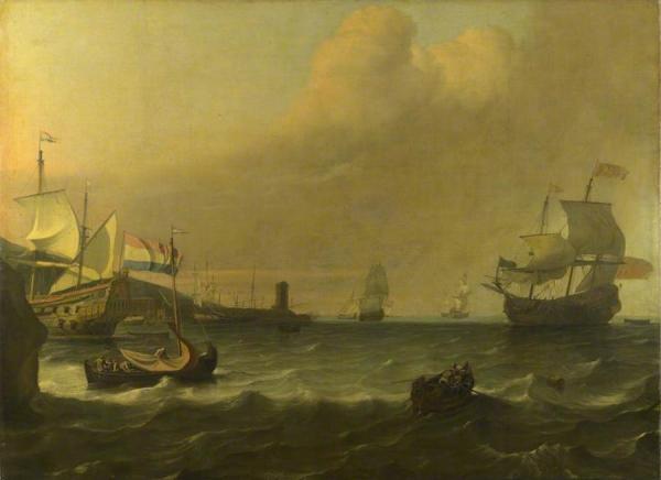 Dutch Men-of-war Entering A Mediterranean Port by Ludolf Bakhuizen