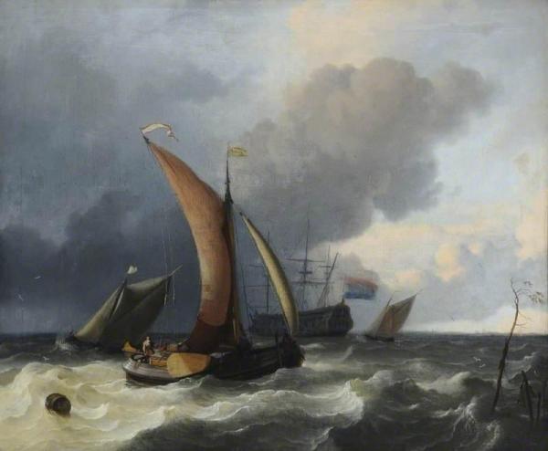 Dutch Sailing Boats In A Rough Sea by Ludolf Bakhuizen Oil Painting Reproductions