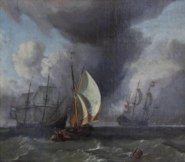 Dutch Shipping In Choppy Seas by Ludolf Bakhuizen Oil Painting Reproductions