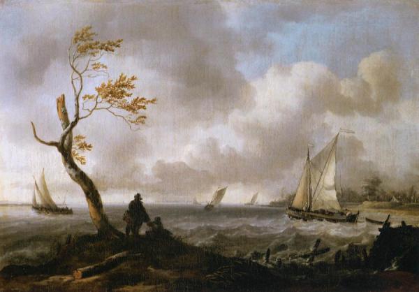 Fishing Boats And Coasting Vessel In Rough Weather by Ludolf Bakhuizen Oil Painting Reproductions