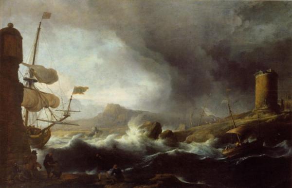 Rough Sea At The Mountainous Coast by Ludolf Bakhuizen