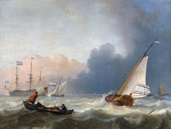 Rough Sea With A Dutch Yacht Under Sail by Ludolf Bakhuizen