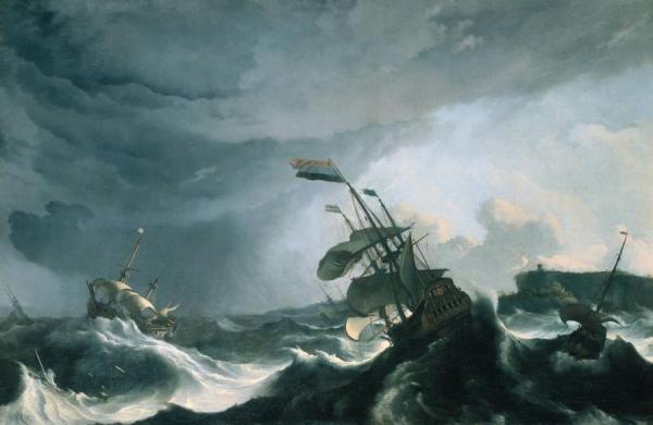 Ships In Distress In A Heavy Storm by Ludolf Bakhuizen