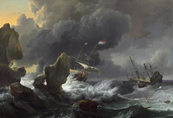 Ships In Distress Of A Rocky Coast by Ludolf Bakhuizen