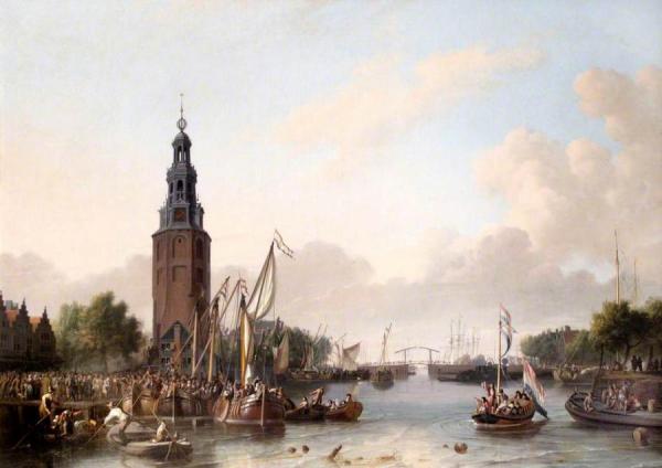 Soldiers Of The Dutch East India Company Embarking At The Montelbaans Tower, Amsterdam by Ludolf Bakhuizen Oil Painting Reproductions