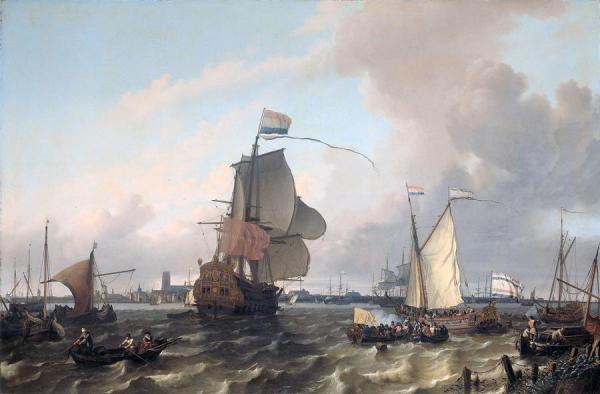 The Frigate 'brielle' On The Maas Off Rotterdam by Ludolf Bakhuizen Oil Painting Reproductions