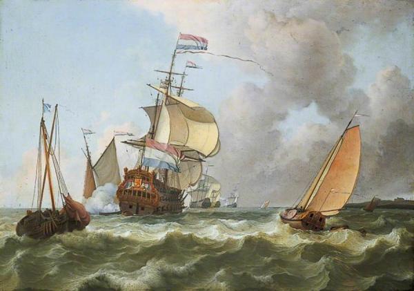 The Warship 'hollandia' In Full Sail by Ludolf Bakhuizen