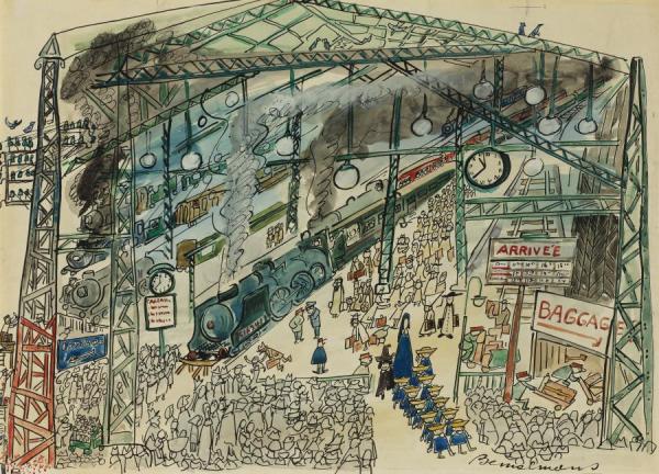 Gare Saint Lazare In Paris by Ludwig Bemelmans