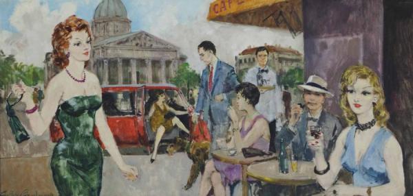 Ludwig Bemelmans Outdoor CafÉ Scene