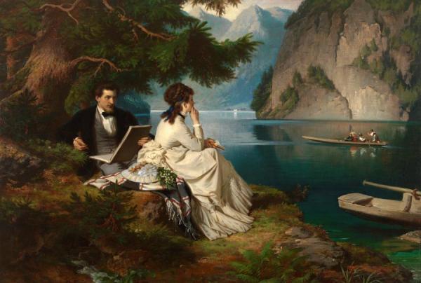 Leasure Time By The Konigssee,berchtesgadener Land(bavaria) by Ludwig Thiersch