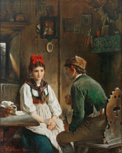 Couple In A Farmhouse by Ludwig Vollmar Oil Painting Reproductions