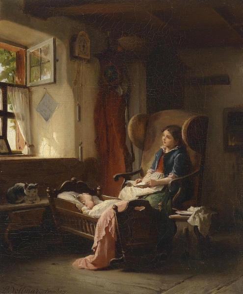 Motherhood by Ludwig Vollmar Oil Painting Reproductions