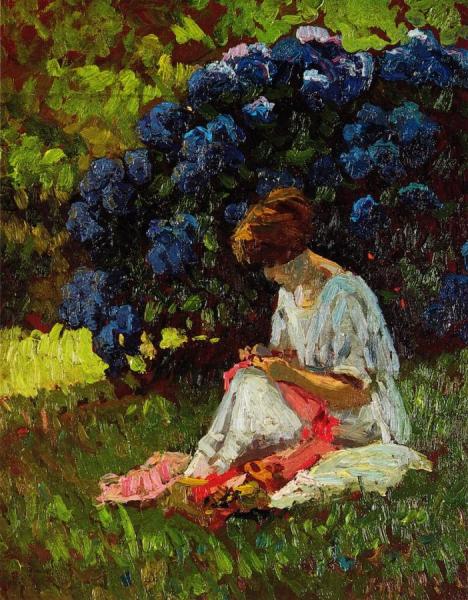 The Artist's Wife At Work by Luigi Comoli Oil Painting Reproductions