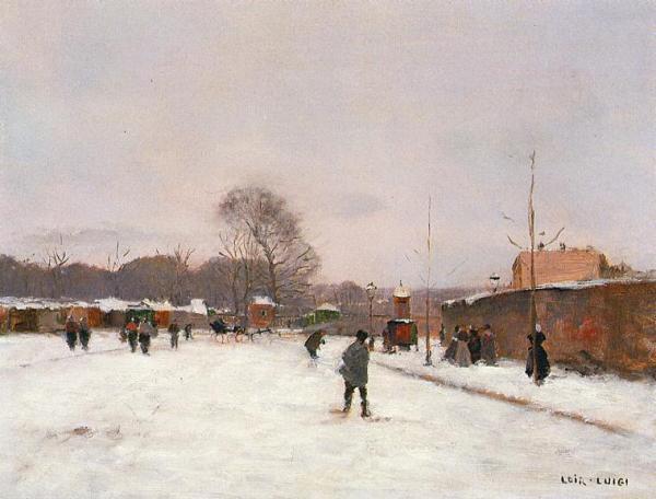 Paris In Winter by Luigi Loir Oil Painting Reproductions