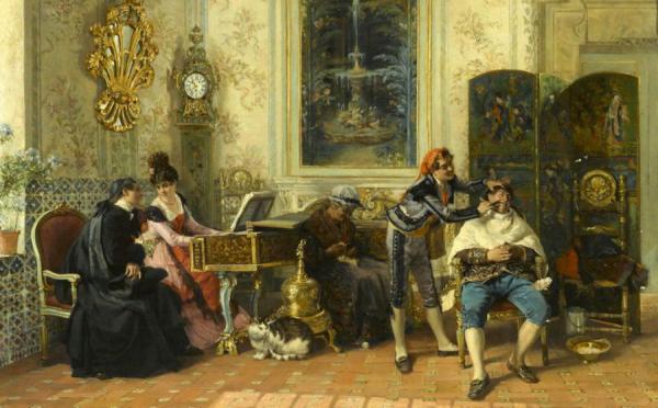 The Barber Of Seville by Luis Alvarez Catala Oil Painting Reproductions