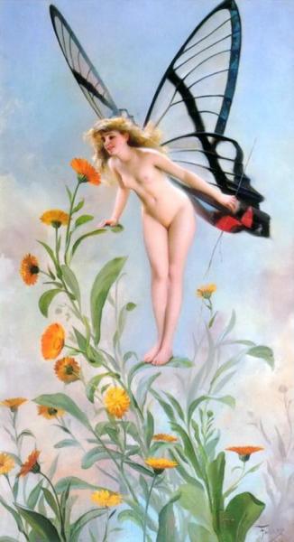 The Butterfly by Luis Falero Oil Painting Reproductions