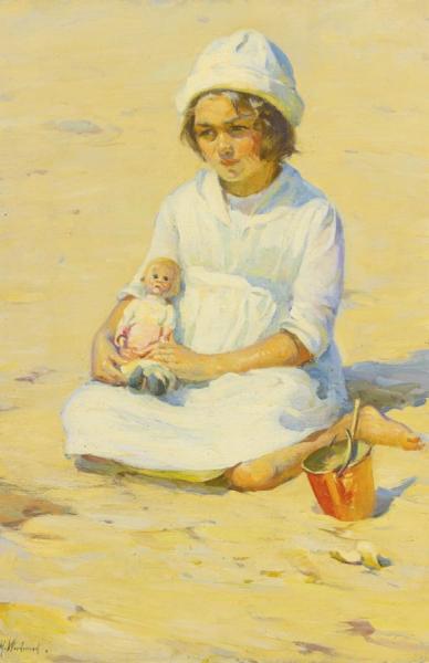 On The Beach, Ogunquit, Maine by Mabel May Woodward Oil Painting Reproductions