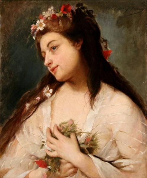 A Young Beauty by Madeleine Jeanne Lemaire