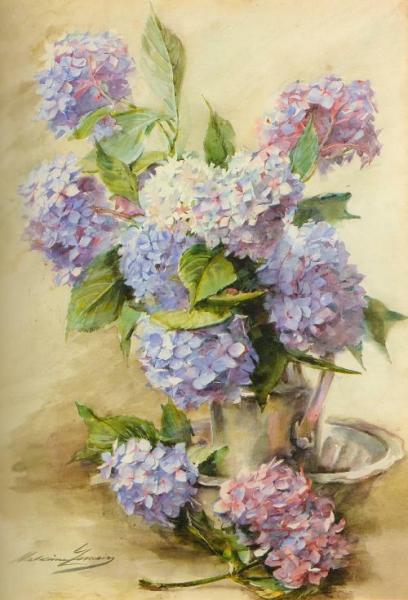 Blue Hortensias by Madeleine Jeanne Lemaire