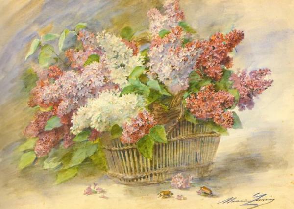 Corbeille De Lilacs Aux Hannetons by Madeleine Jeanne Lemaire