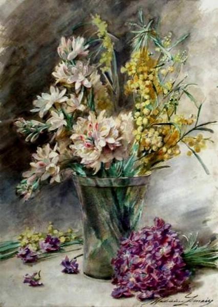 Madeleine Jeanne Lemaire Crystal Vase With Flowers
