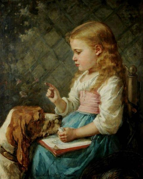 Girl With Dog by Madeleine Jeanne Lemaire
