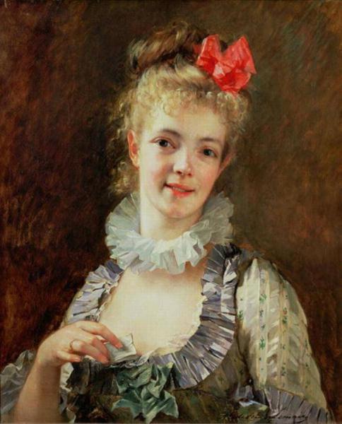Girl With Love Letter by Madeleine Jeanne Lemaire Oil Painting Reproductions