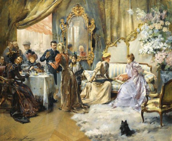 Le Gouter Au Salon Du Peintre by Madeleine Jeanne Lemaire
