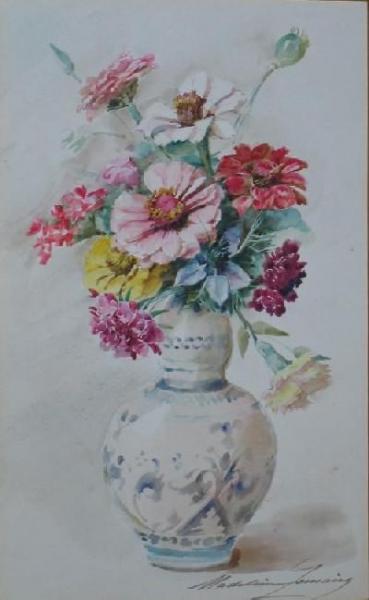 Oeillets Dans Un Vase En Faience by Madeleine Jeanne Lemaire