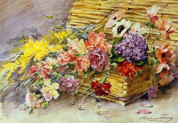 Panier De Fleurs Provencales by Madeleine Jeanne Lemaire
