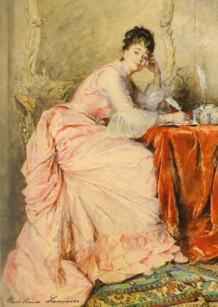 Young Lady In Pink by Madeleine Jeanne Lemaire Oil Painting Reproductions