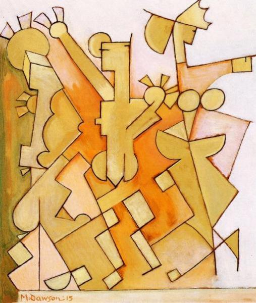 Figures In Orange, Yellow And Pink by Manierre Dawson Oil Painting Reproductions