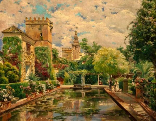 Manuel Garcia Y Rodriguez The Gardens Of The Royal Alcazar, Seville