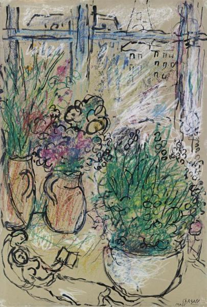 Marc Chagall Amoureux Aux Fleurs