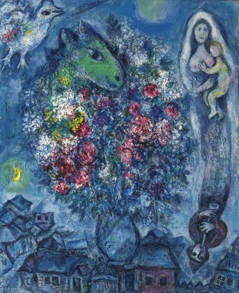 Bouquet Sur Les Toits Du Village by Marc Chagall