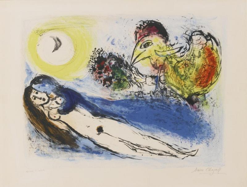 Good Morning Over Paris by Marc Chagall
