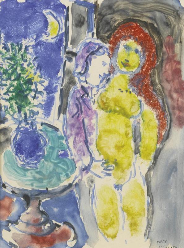 La Femme Aux Cheveux Rouges by Marc Chagall