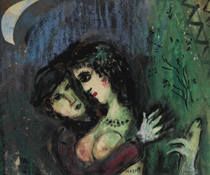 Les Amoureux Au Clair De Lune by Marc Chagall