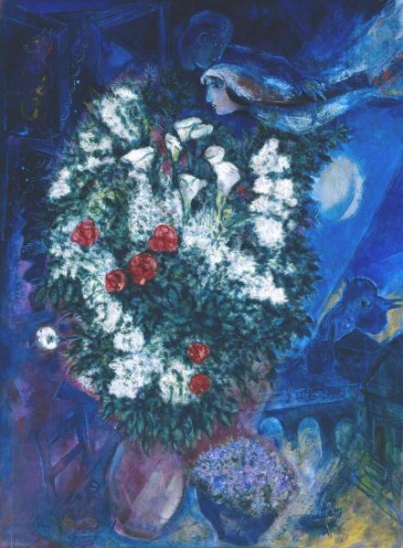 Bouquet With Flying Lovers C.1934-47 by Marc Chagall