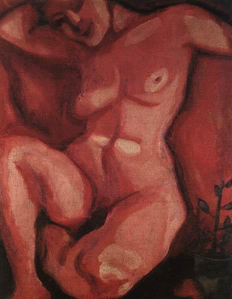 Red Nude Sitting Up by Marc Chagall