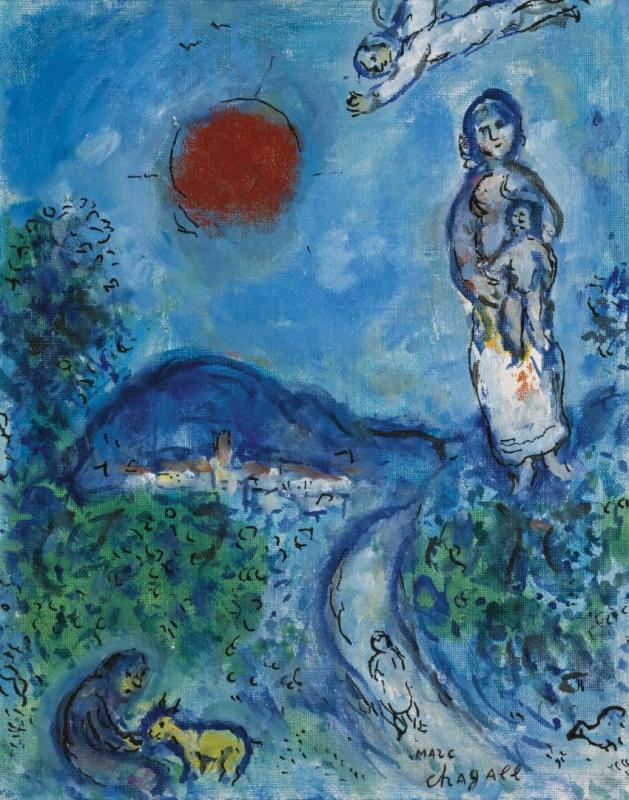 Maternite Au Soleil Rouge by Marc Chagall