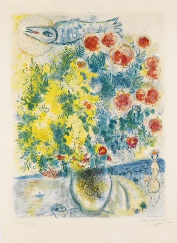 Roses And Mimosa by Marc Chagall