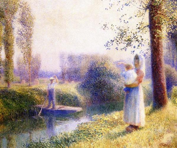 Jeune Fille Et Enfant A La Ferte Gaucher by Marcel Belle