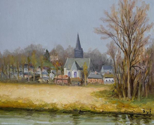 Belltower By The River by Marcel Dyf
