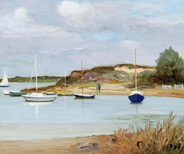 Boats At Anchor, Low Tide by Marcel Dyf