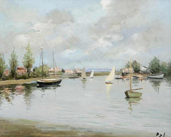 Boats In Logeo by Marcel Dyf